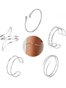5 Pieces Arm Cuff Upper Arm Band Cuff Bracelets for Women Adjustable Armband Set Cuff Bangle Set