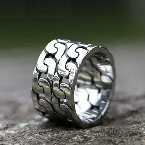 New 316L Stainless Steel Rings Double Chain Simple Design Ring For Teens Fashion Jewelry Gift