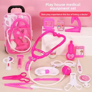 Doctor toy set, medical tools, stethoscope, children's pretend play storage box, simulated boy and girl trolley case gift