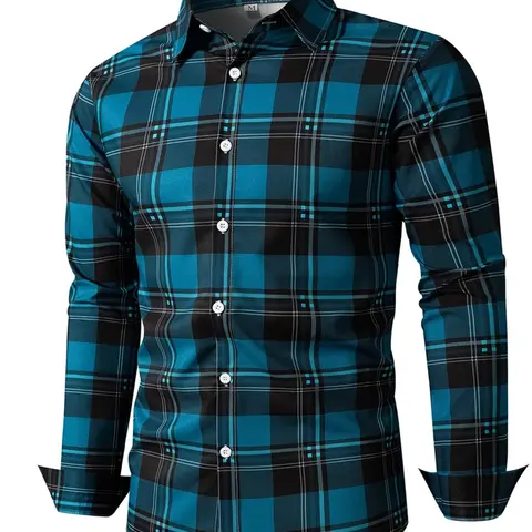 Men's Plaid Print Button Front Neckline Shirt, Button Up Shirt, Casual Fashion Shirt, Casual Regular Fit Long Sleeve Collared Top for Fall & Winter, Men's Clothes for Daily Wear