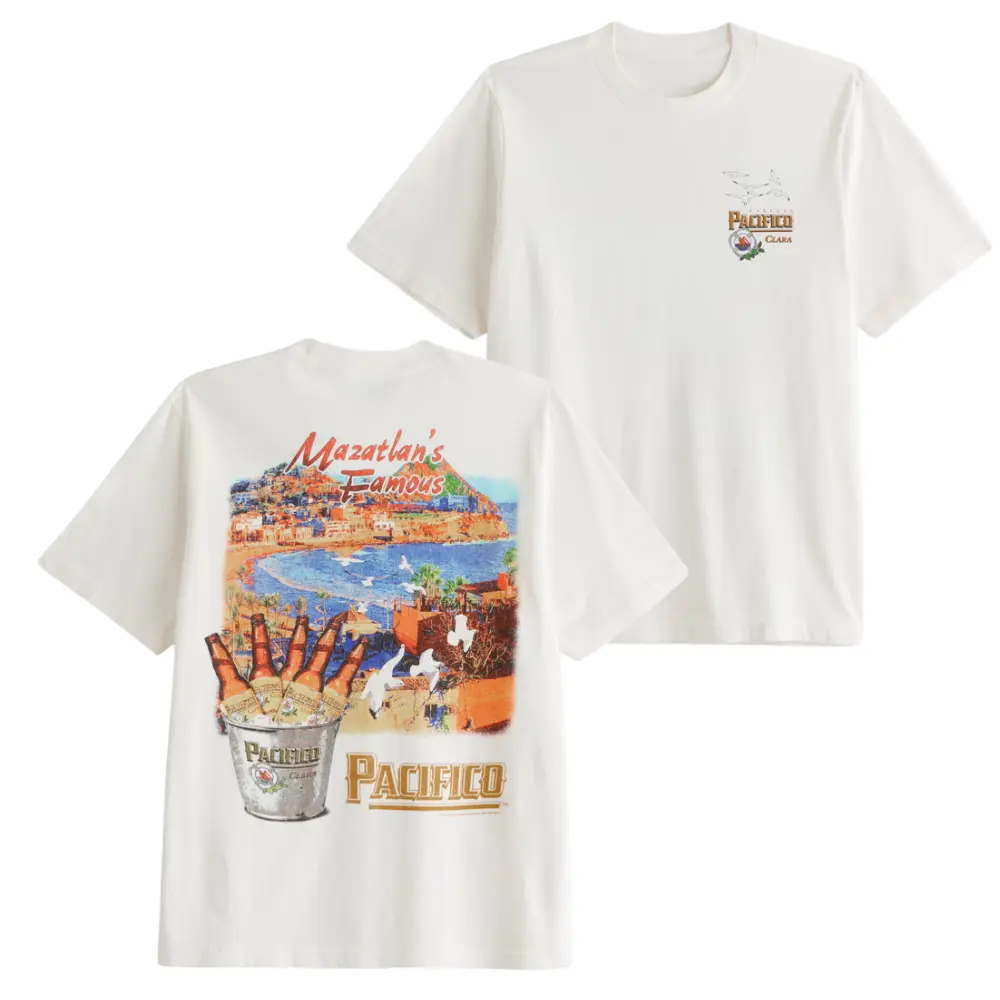 Retro Vintage Pacifico Shirt, Mazatlan's Famous Pacifico Beer Bucket Beach Scene Graphic on Soft Comfort Colors Cotton, Unisex Fit for Beer Lovers, Perfect Gift for Dad or Mexico Trip Buddy