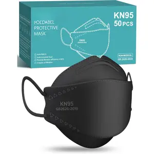 KN95   50 Pack for Adults, Breathable and Comfortable KN95 Mask with Elastic Ear Loop, Filter Efficiency>=95%, Black