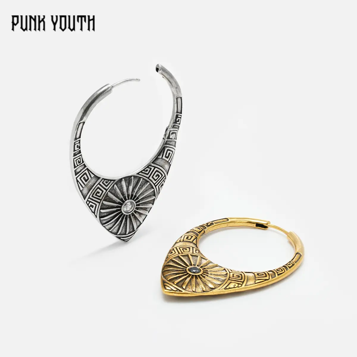 925 Sterling Silver Post ANCIENT SUN EARRINGS