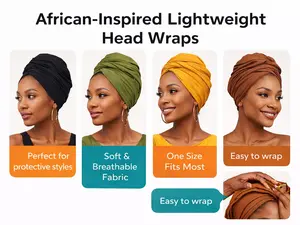 African-Inspired Lightweight Head Wraps for Women, Enhancing Style and Culture Pack of 4