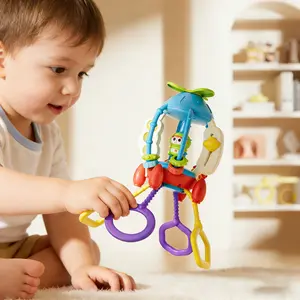Baby Pull Rope Interactive Toy, Montessori Sensory Play, Action Training Toy, Birthday Gift for Boys & Girls, Suitable for 18+ Months