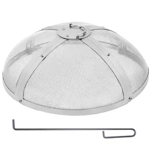 VEVOR Fire Pit Spark Screen Round 27", Summervibes,Summervibes, Reinforced Heavy Duty Steel Metal Cover, Outdoor Firepit Lid, Easy-Opening Top Screen Covers Round with Ring Handle for Outdoor Patio Fire Pits Backyard