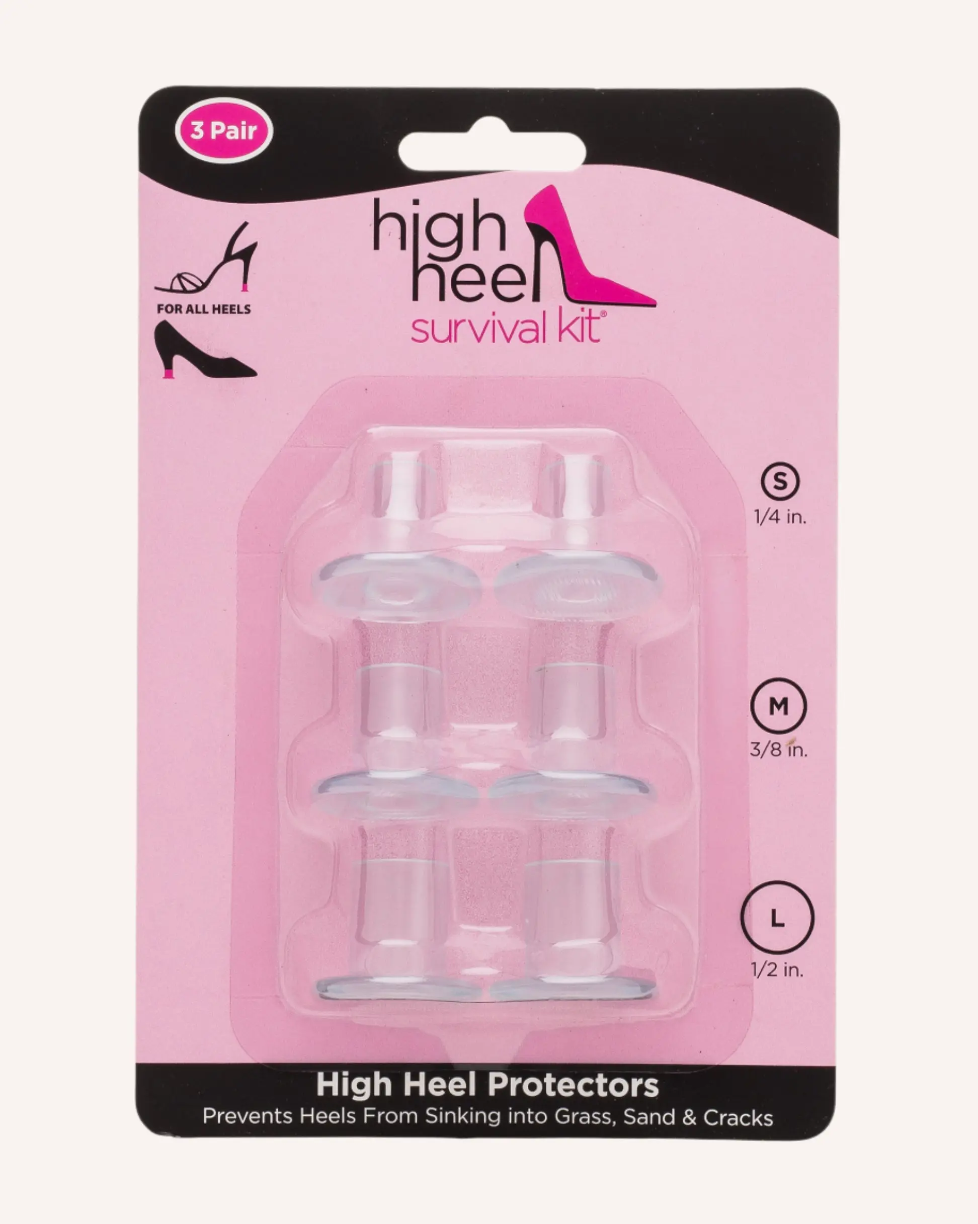 Transparent Heel Protectors for High Heels - Slip-On Non-Slip Protector that Prevents Sinking on Grass & Sand, Adds Traction, 3 Sizes, Protector For Shoes