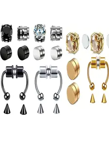 Trendy Titanium Steel Magnetic Earrings Set, Three Colors Available, No Piercing Required, Unisex Jewelry for Various Occasions, Ear Clip