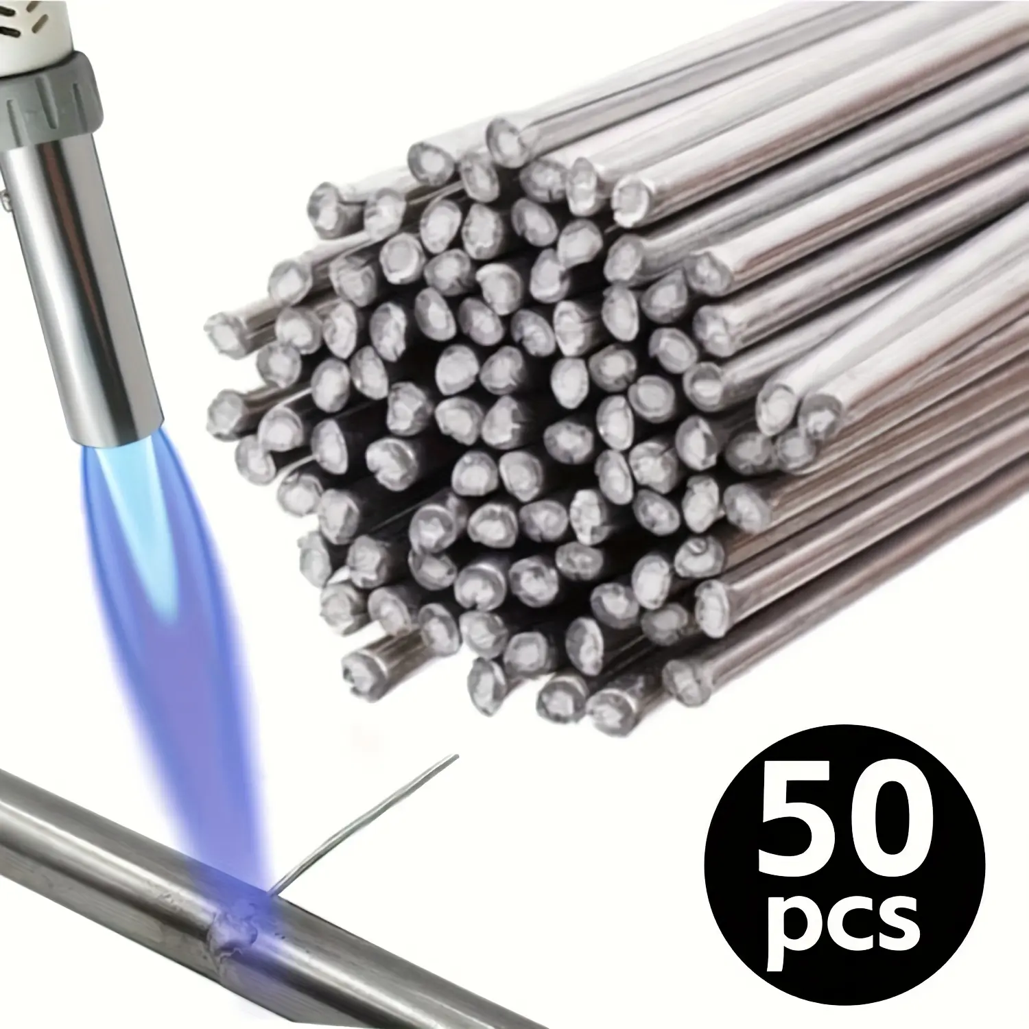 50 Pieces Low Temperature Soldering Rods, Easy Melting Low Melting Point Aluminum Alloy Welding Bars, Heavy Duty Durable Construction, Ideal for Metalworking Projects, Tool Accessories