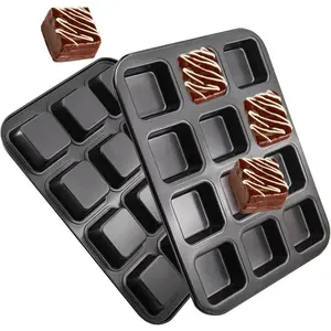 2 Packs Square Muffin Baking Pan, Premium Steel Muffin Pan for Baking, Nonstick Cupcake Tin Cheesecake Pans, Bakeware Muffin Top Pan