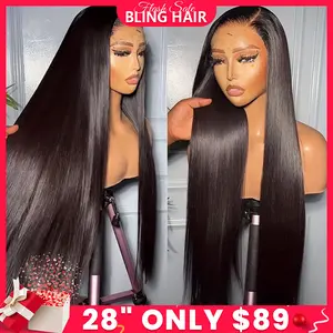 Bling Hair VIP 36 34 Inch 13X4 13X6 Straight HD Transparent Lace Front Wig Human Hair 360 Full Frontal Wigs for Women Brazilian Real Human Hair PrePlucked Natural Black Remy Hair 180% Density 4x4 Closure Wig #TikTokShopHolidayHaul
