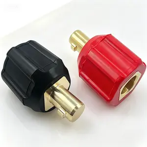 Welding Lead Adapter Set, Dinse-Type Machine Plug Connector, Connect Lenco or Tweco Style LC40 Male to Dinse Female, Adapter for Welder Cable Terminal, Includes 1 Red and 1 Black, Reusable Durable Connector