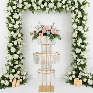 Modern 5 Tier Gold Acrylic Flower Stand for Party Wedding Banquet Decoration