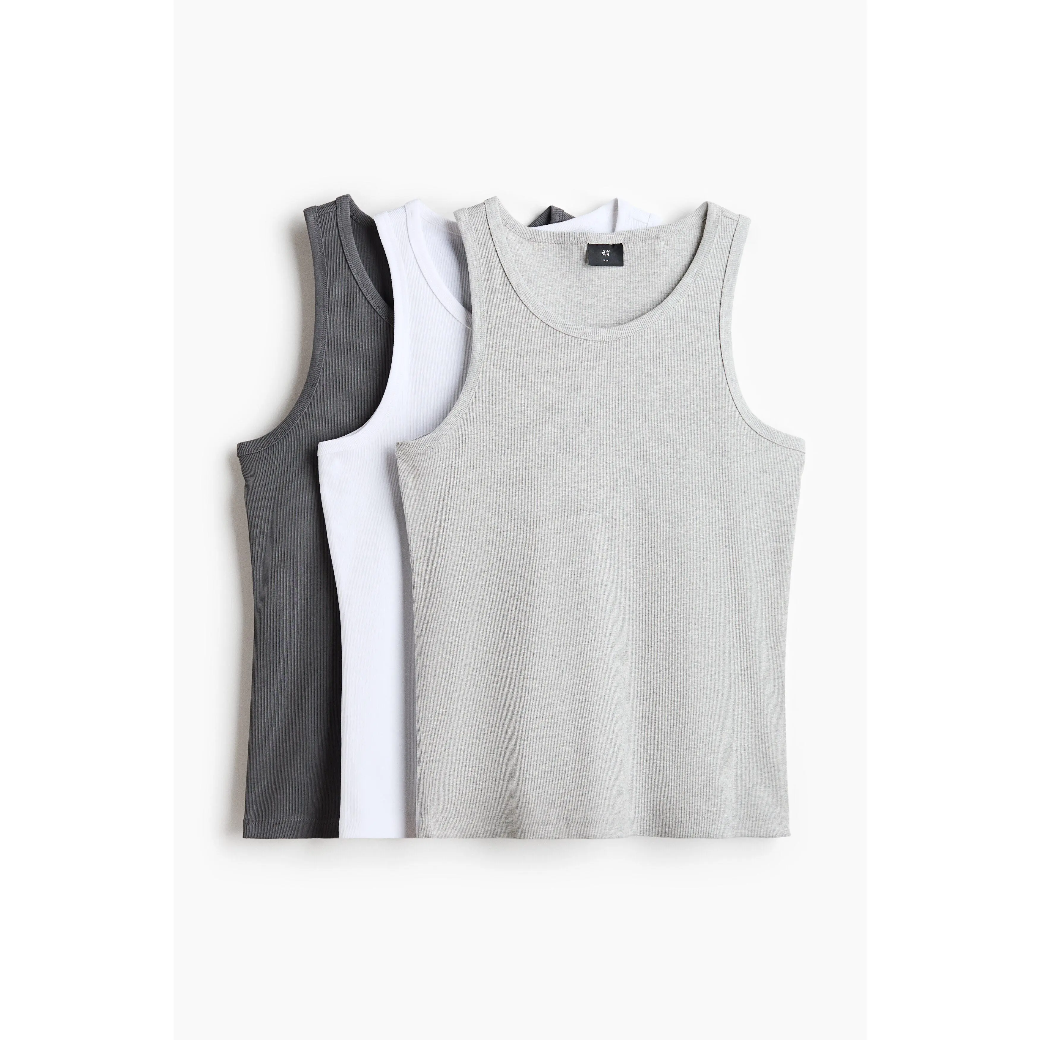 H&M 3-pack Slim Fit Ribbed vest tops