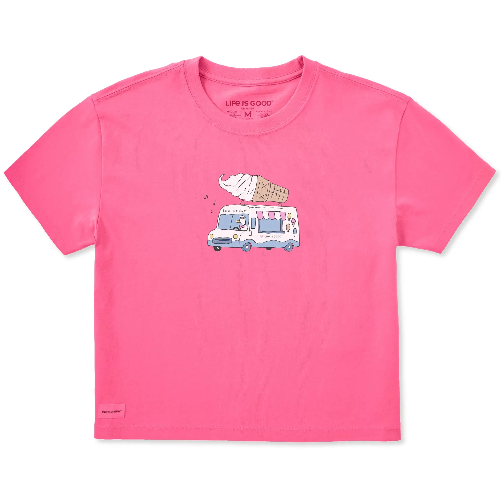Women's Silly Ice Cream Truck Short Sleeve Crusher Boxy Tee