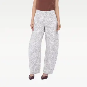 Blake BlueMoment High Waisted Leopard Print Barrel Jeans for Women Non-Stretch Denim Relaxed Fit Y2K Style Baggy Pants