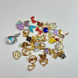 Luxury Enamel Metal Charms - Aesthetic Gold-Plated Jewelry Making Supplies