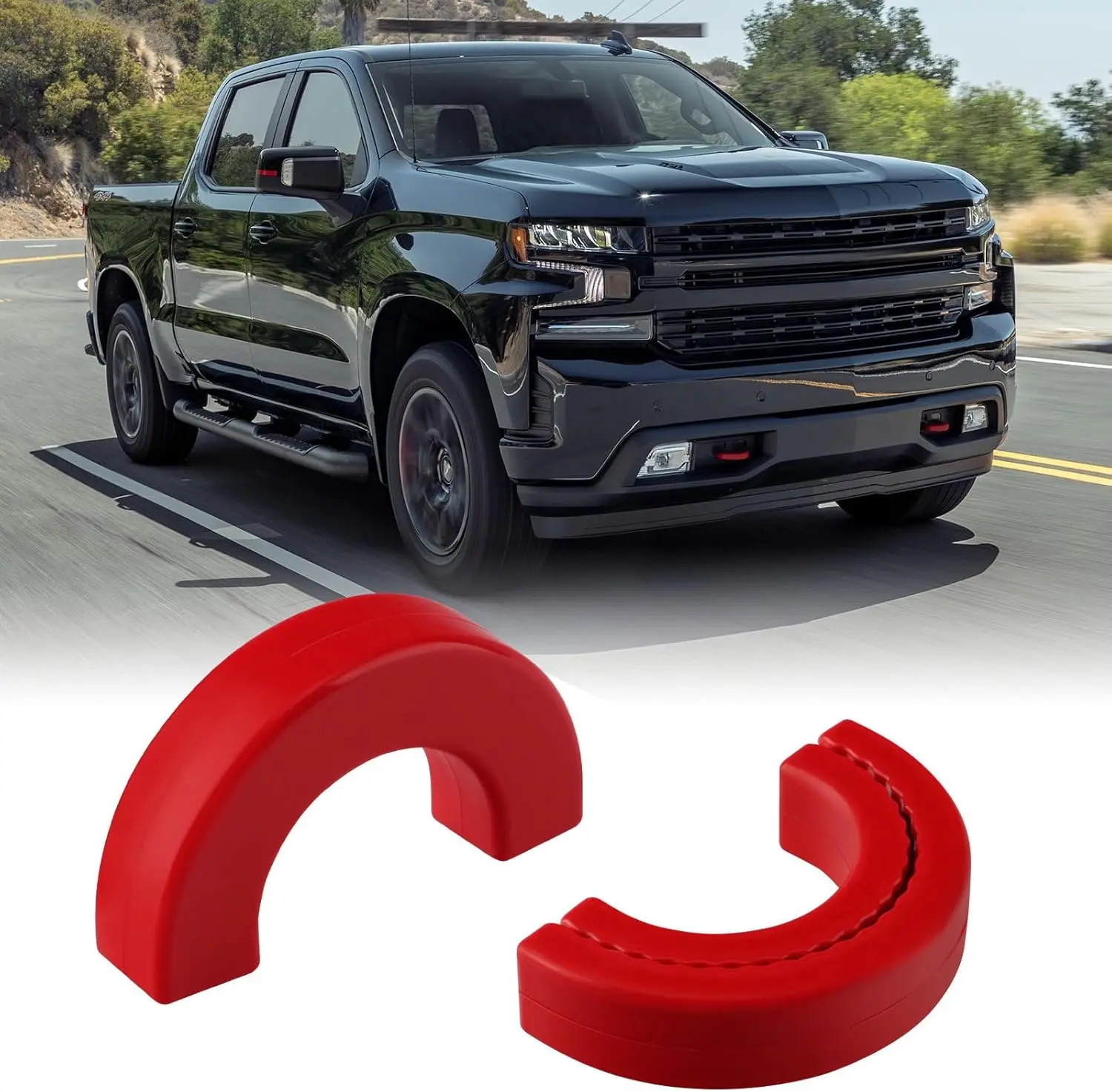 Customized Easy-Install Tow Hook Covers - Car Exterior Towing Protection Guard, Car Accessories for Chevy Silverado 1500 (2007-2026) & GMC Sierra 1500 (2007-2018) (Red)