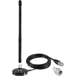 Long Range 27MHz Soft Whip Magnetic Base CB Radio Antenna with PL-259 BNC Male Connector for Cobra Midland Uniden Maxon President Vehicle Car Truck Mobile Handheld CB Radio Police Scanner, Eifagur