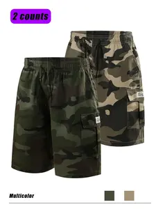 Men's Camo Print Cargo Shorts, Regular Fit Casual Fashion Multi-pocket Shorts for Daily Outdoor Wear, Men Bottoms for All Seasons, Casual Street Shorts, Camouflage