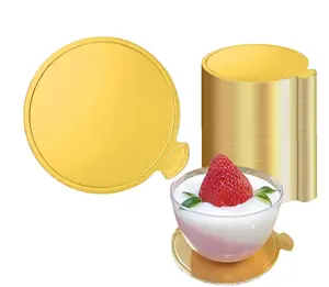 100-Pack 3.5" Mini Round Gold Cake Boards – Circle Dessert Base Plates for Mousse and Cupcakes