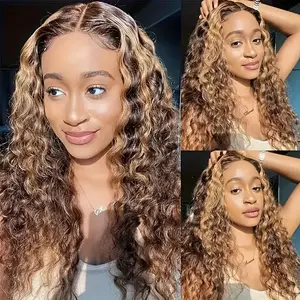 Water Wave P4/27 Wear And Go Glueless Wigs 5x5 Human Hair Pre Plucked Pre Cut No Glue Lace Front Wigs Human Hair HD Frontal Wigs Human Hair Ombre Highlight Honey Blonde Lace Front Wig  200%