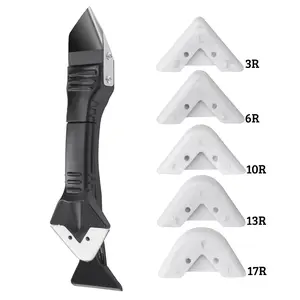 5-in-1 Silicone Caulking Tool Kit - Sealant Applicator, Grout Remover, Grout Scraper with 5 Exchangeable Silicone Pads for Kitchen, Bathroom Home Improvement