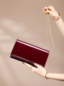 Women's Patent Leather Envelope Clutch Purse, Glossy Evening Handbag with Detachable Chain Strap, Formal Crossbody Bag for Wedding, Prom, Cocktail Party and Special Occasions