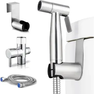 1pack Handheld Toilet Bidet Sprayer, Adjustable Water Pressure Control Bidet Hose, Fits US Standard 7/8" Toilet，Stainless Steel Bathroom Fixtures for Feminine Wash, Baby Wash, Toilet Bidet Attachment（1） bidet sprayer kit diaper cleaning durable