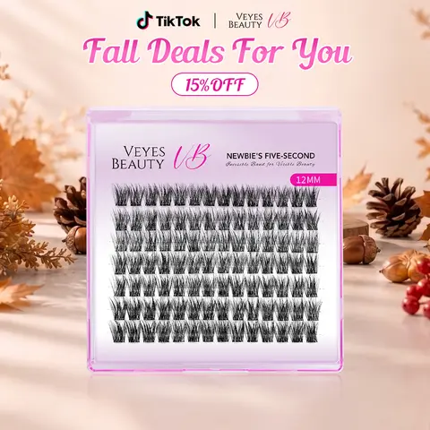 VEYESBEAUTY Dreamy DIY False Eyelashes - Wispy & Fluffy Lash Clusters, 10mm-18mm Single/Mixed Lengths, Invisible Band, 5-Second Volume Soft Mini Tray, Reusable, Anime & Chic False Eyelashes, for Home Self-Application (Adults & Newbies)
