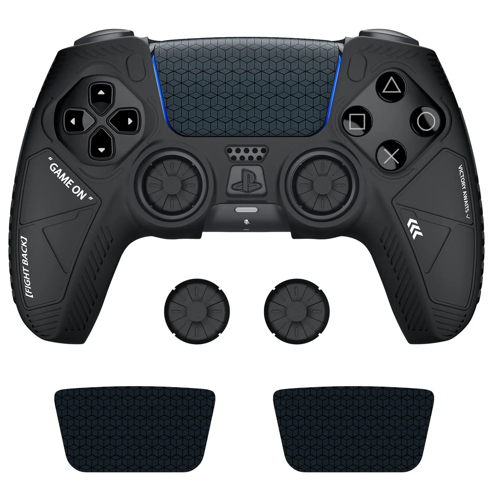 VIDPPLUING PS5 Wireless Controllers Accessories Kit - Silicone Cover, Skin-Friendly Non-Slip Sweat-Proof Grip, Drop-Protection Thumb Grip Caps, Tactical Gamepad Gloves for Enhanced Control (PS5 Compatible)