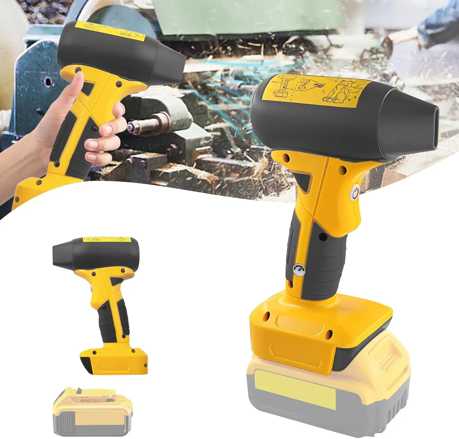 Jet Dry Mini Blower,Jet Fan Wind Speed 4-Speed Control Compatible with Dewalt 20V Lithium Battery，Super Jet Fan Blower for Drying, Cleaning (Battery not Included)