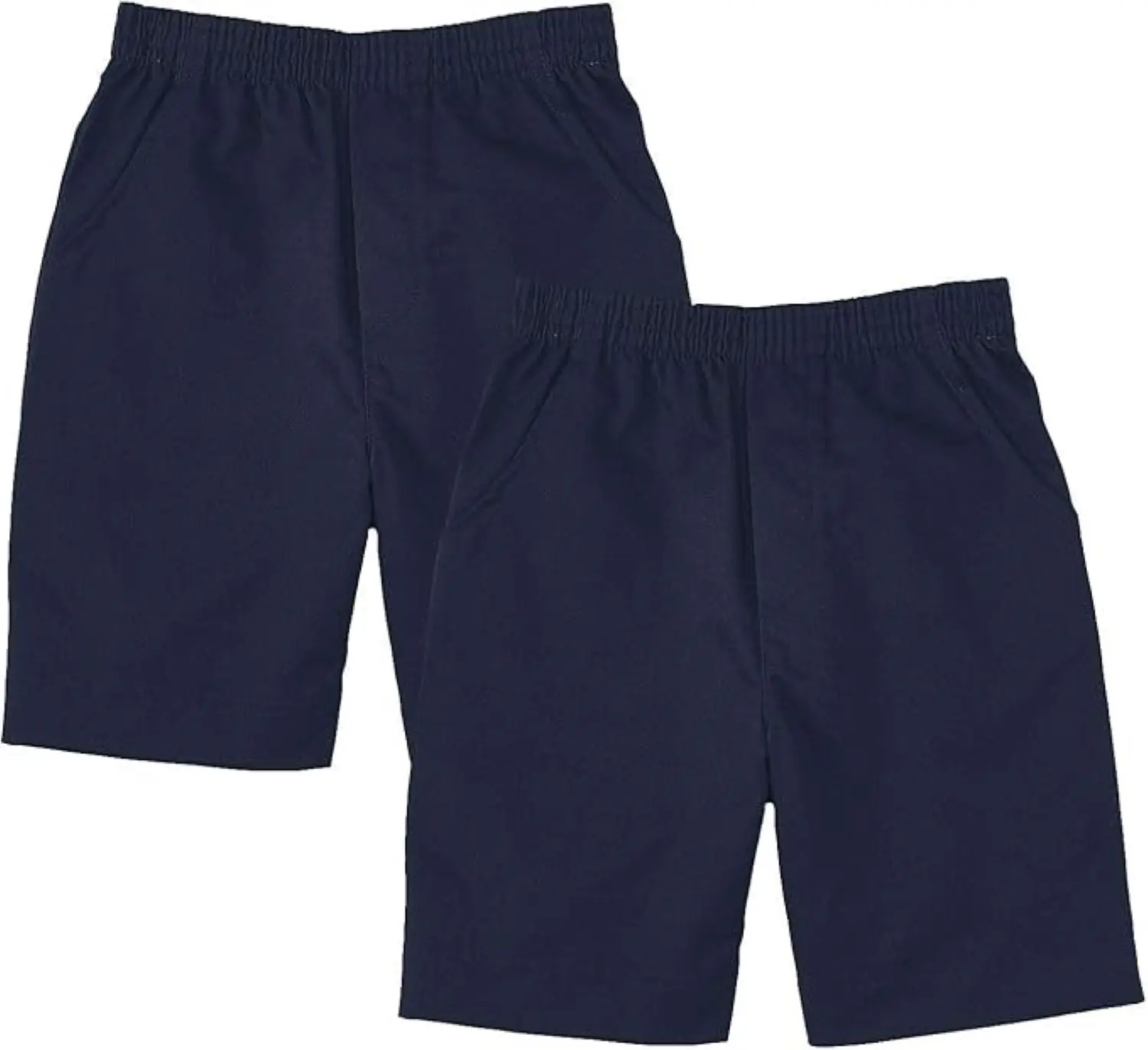 School Uniform Pull-On Navy Shorts, Elastic Waist Twill Bottoms, Comfort Fit School Apparel SBU32 2 Pack