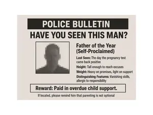 Funny Anonymous Prank Postcard – “Have You Seen This Man?” Deadbeat Dad Missing Person Poster