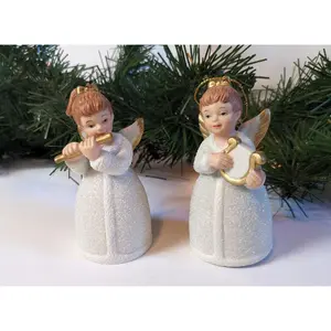 Homco Angel Bell Christmas Ornaments