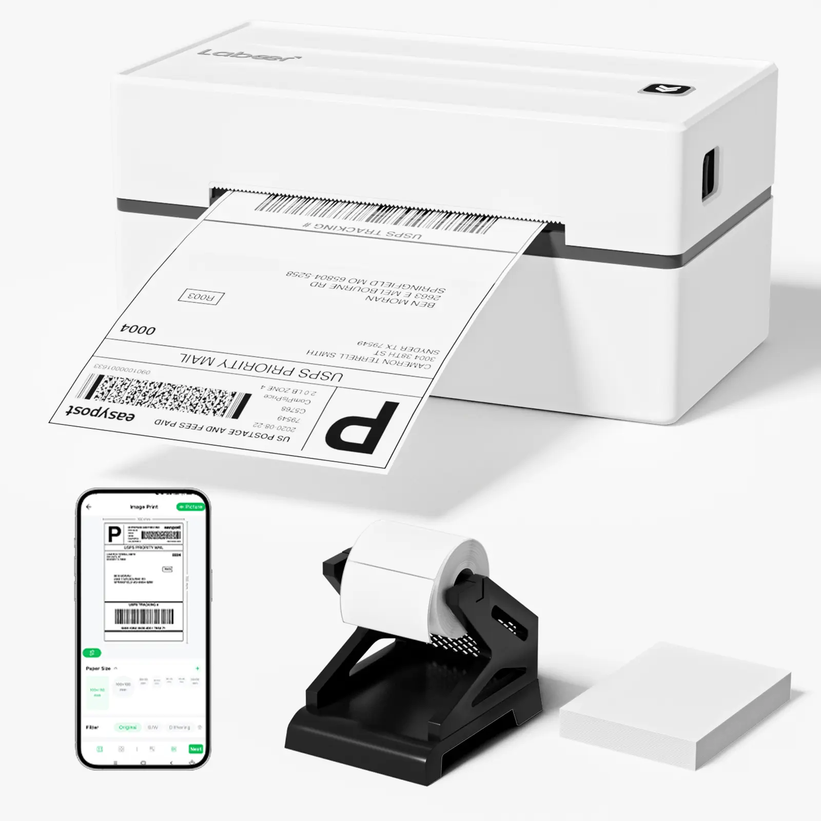 Bluetooth Label Thermal Printer 4x6, Wireless Shipping Parcel Printer, Compatible with Phone/PC & Mac, Supports USPS/UPS/Shopify/Amazon/Etsy & More, Ideal for Small Business/Home Office