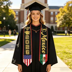 EastJia 2026 All-Over Print Mexican & Mexican American Flag Graduation Stole Sash, Unisex Polyester S/L Sizes, Soft, Comfortable, Lightweight, Breathable, Reusable, Washable, Elegant Party Accessory Gift for Graduates,summervibes