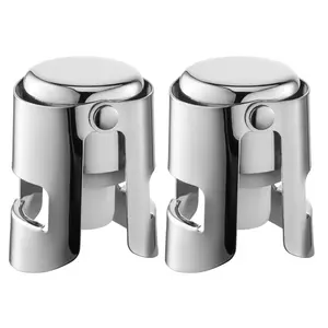 Champagne Stoppers with Stainless Steel Champagne Saver with Food Grade Silicone Leak proof Keep Fresh Suitable for Champagne, Cava, Prosecco and Sparkling (Silver, 2 Pack) wine stopper