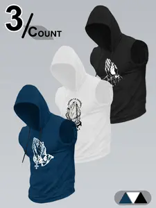 Men's Fashion Sports Hooded Vest, Casual Summer Lightweight Fitted Kint Fabric for Active Wear, Stylish Sleeveless Top, Outdoor Sportswear, Athletic Workout Clothing