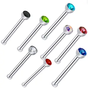 20 Piece Set of Pin Shaped Nose Ring Studs for Female and Male Daily Wear