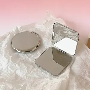 1Pc Assorted Shape Stainless Steel Mirror, Portable Foldable Pocket Cosmetic Mirror for Women or men.