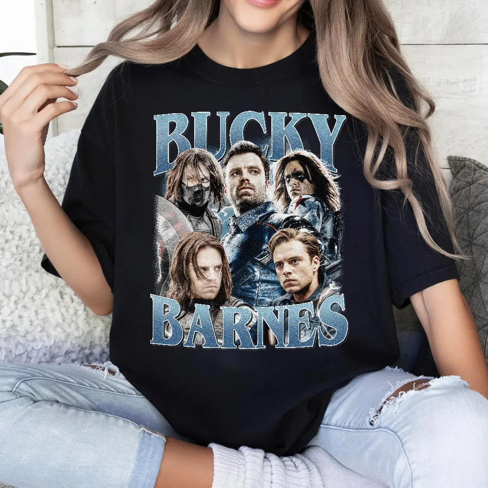 Bucky Barnes Vintage Graphic T-shirt, Sebastian Stan Actor Sweatshirt, Hoodie for Movie Lovers, Marvelous Movie Lovers Gift, Superhero Fan Gift