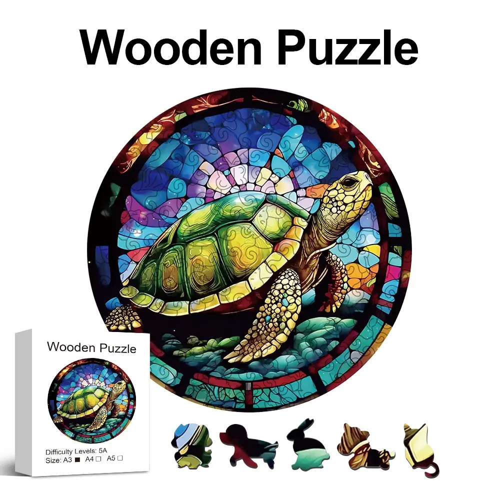 Turtle Wooden Puzzle for Adults, Uniquely Irregular Animal Shaped Wooden Toys, Creative Handmade Decorations, Holiday Gifts Home Decor Family Game