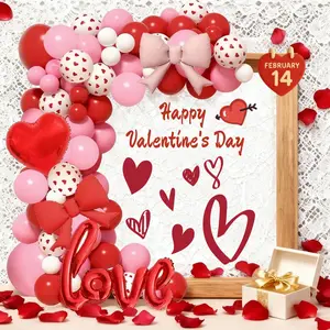 103pcs Valentine's Day themed red powder balloon arch kit includes 40 inch love 21 inch red powder bow aluminum foil balloons suitable for Valentine's Day parties, proposal parties, weddings, birthdays, and other events