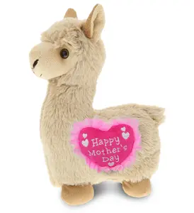 DOLLIBU Super-Soft Beige Polyester Llama Stuffed Toy - Embroidered Heart Figure, Ideal Mothers Day Gift