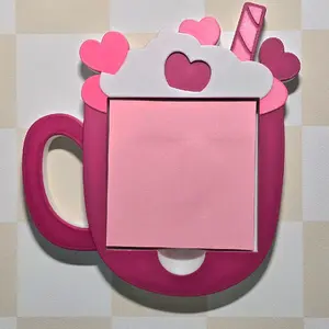 Cutesy Mug 3D Printed Sticky Note Holder Desk Accessory Office Supply Lightweight Durable Handmade PLA Material