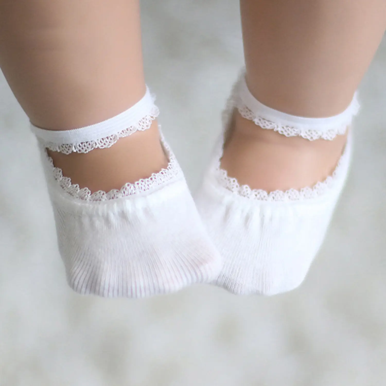 6 pairs of baby girl lace-up socks, cute lace boat socks, soft and breathable lace socks for spring and summer.