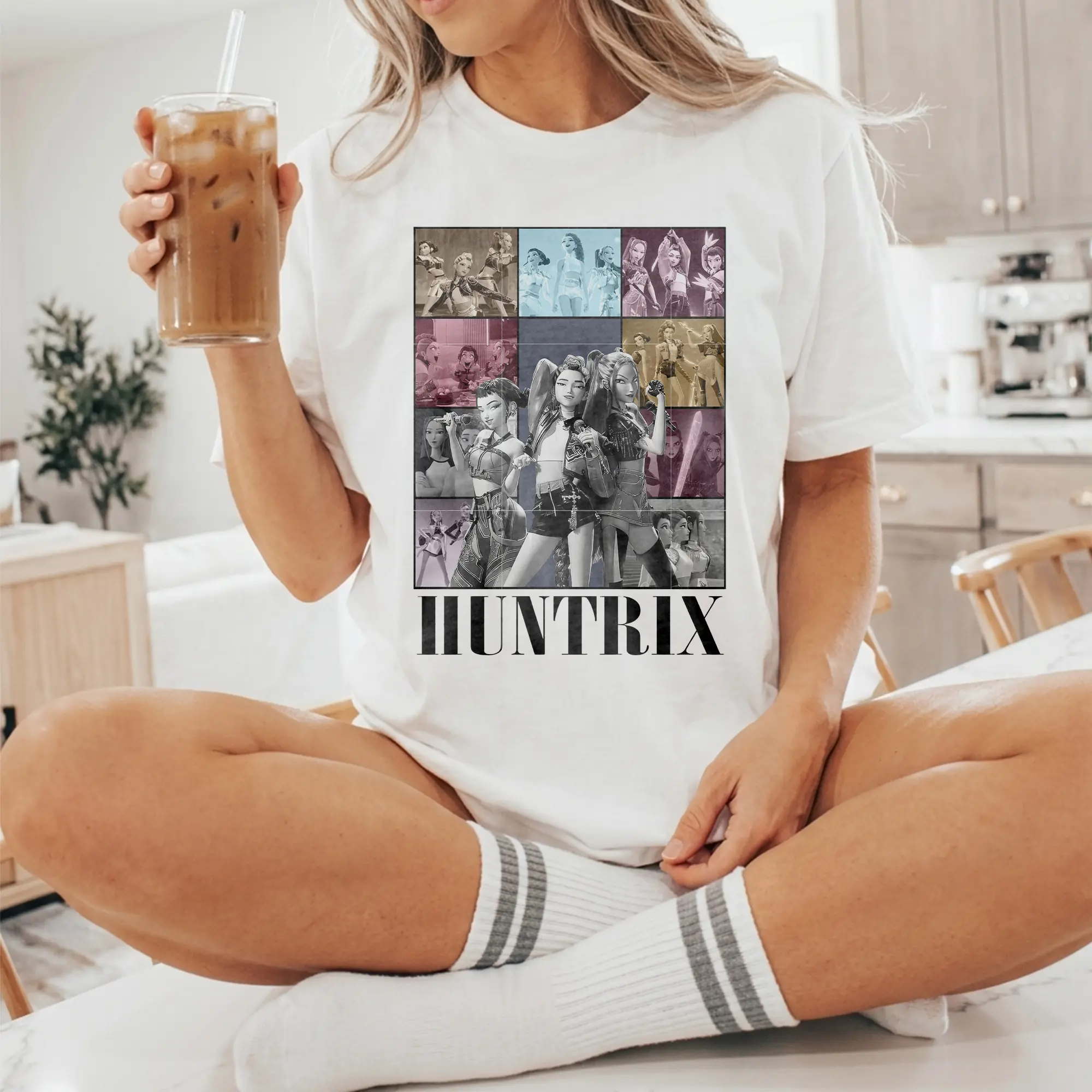 Retro Pop Girl Trio Shirt, Animated Music Group Collage Graphic Tee, Y2K Concert Poster T-Shirt, Colorful Pop Performance Design, Unisex Music Fan Gift