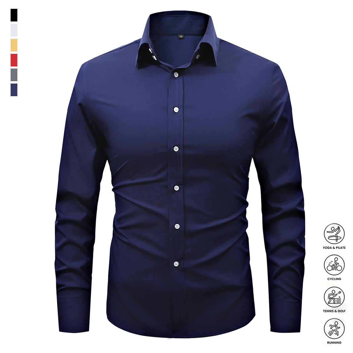 3-Pack Men's Fashion Shirts, Spring and Autumn Casual Breathable Long Sleeve Button Top