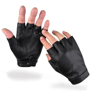 1pcs Men's Fingerless Sports Gloves, 1 Pair of PU Leather Gloves, Outdoor Sports Motorcycle Riding Gloves for Driving Motorcycles